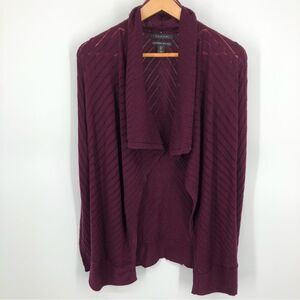 Tahari Merino Wool‎ Waterfall Cardigan Womens Small Purple Open Front